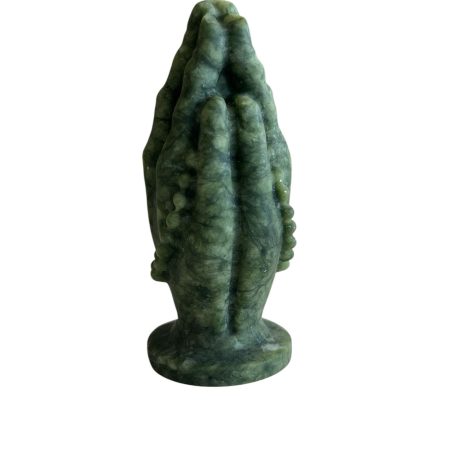 Mão com Terço em Pedra Jade